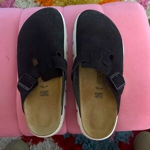 Black suede Boston chunky platform